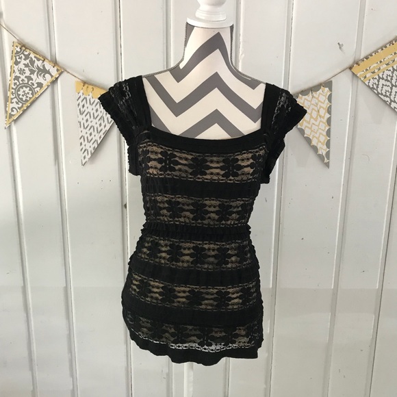 Tops - Max Studio Black Lace Top
